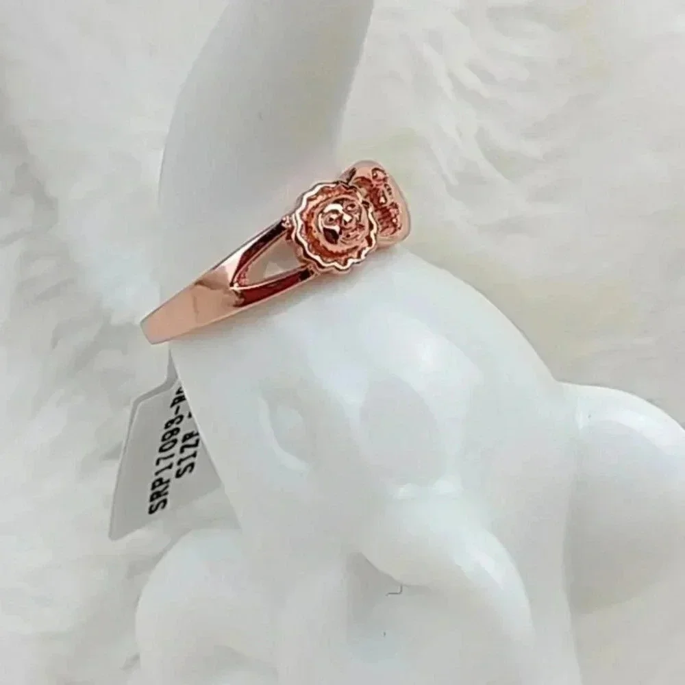 925 Sterling Silver Celestial Sun and Moon Rose Gold Tone Dainty Ring